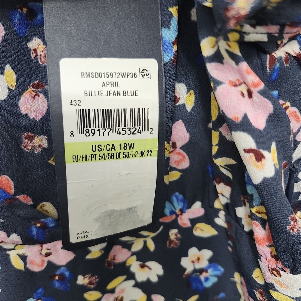 Rachel by Rachel Roy women's midi dress size 18W floral blue new with ta… - Picture 8 of 8